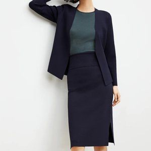 MM LaFleur Harlem Skirt, Jardigan Knit, Size Medium in NAVY